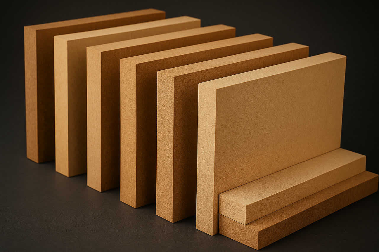 تصویری از انواع مغز های چوب و ام دی اف