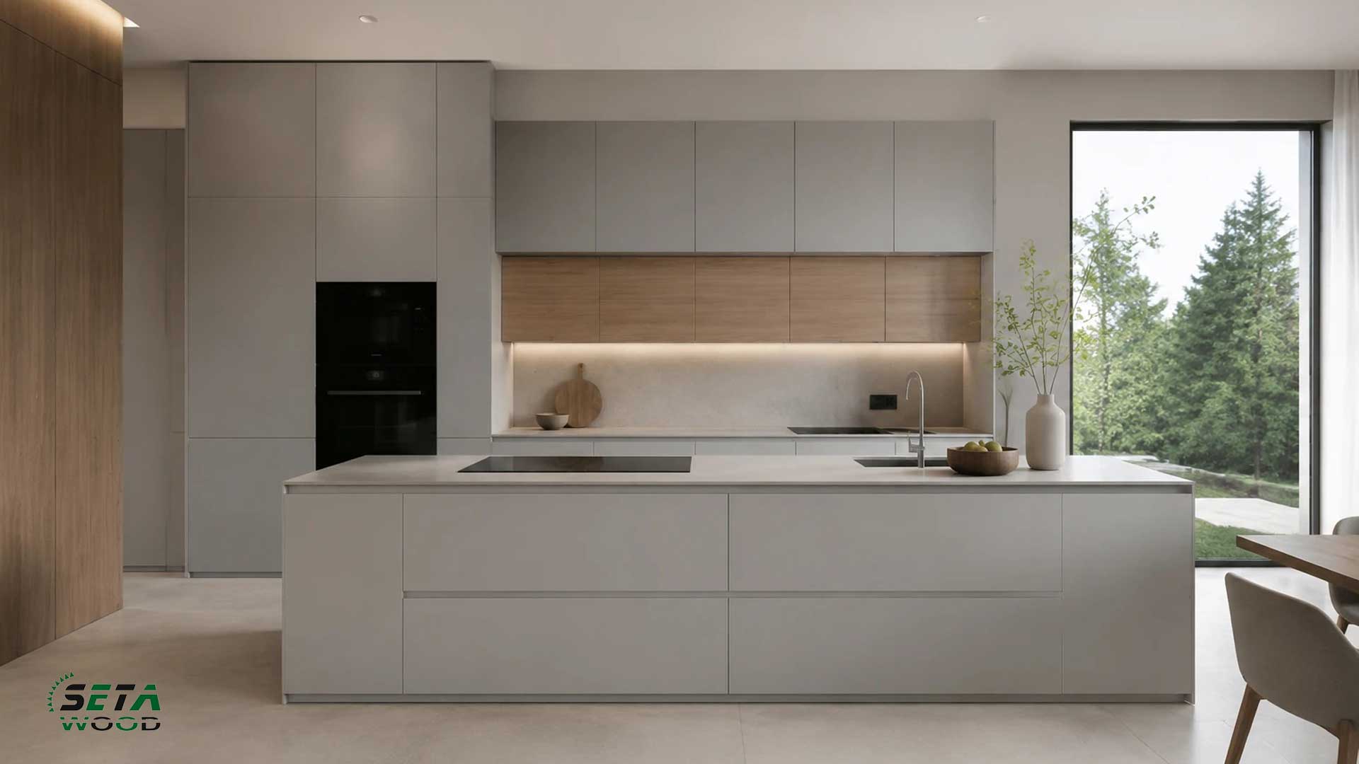 تصویری از کابینت مات آنتی فینگر رنگ بژ