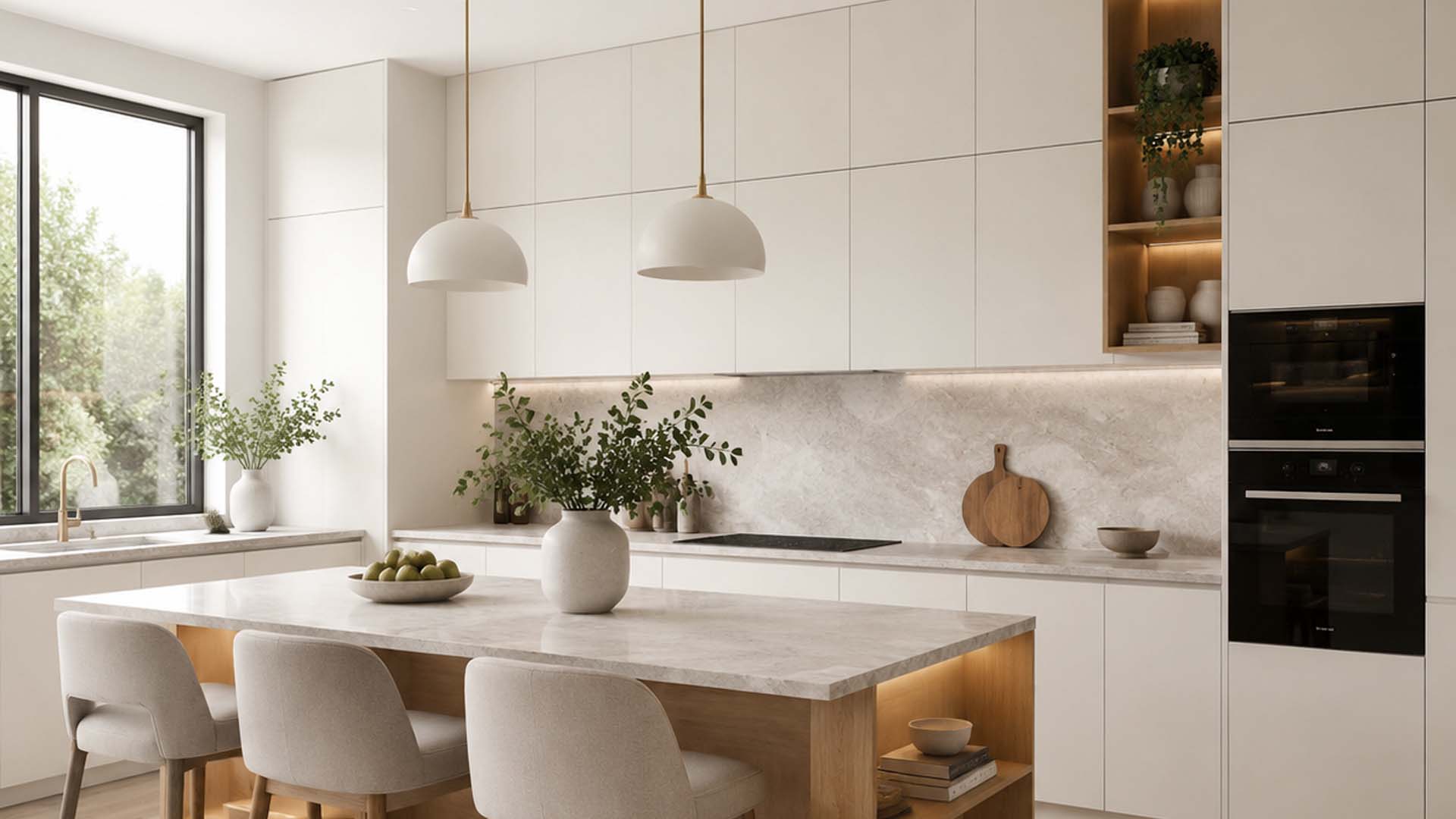 تصویری از کابینت با رنگ کرم استخونی