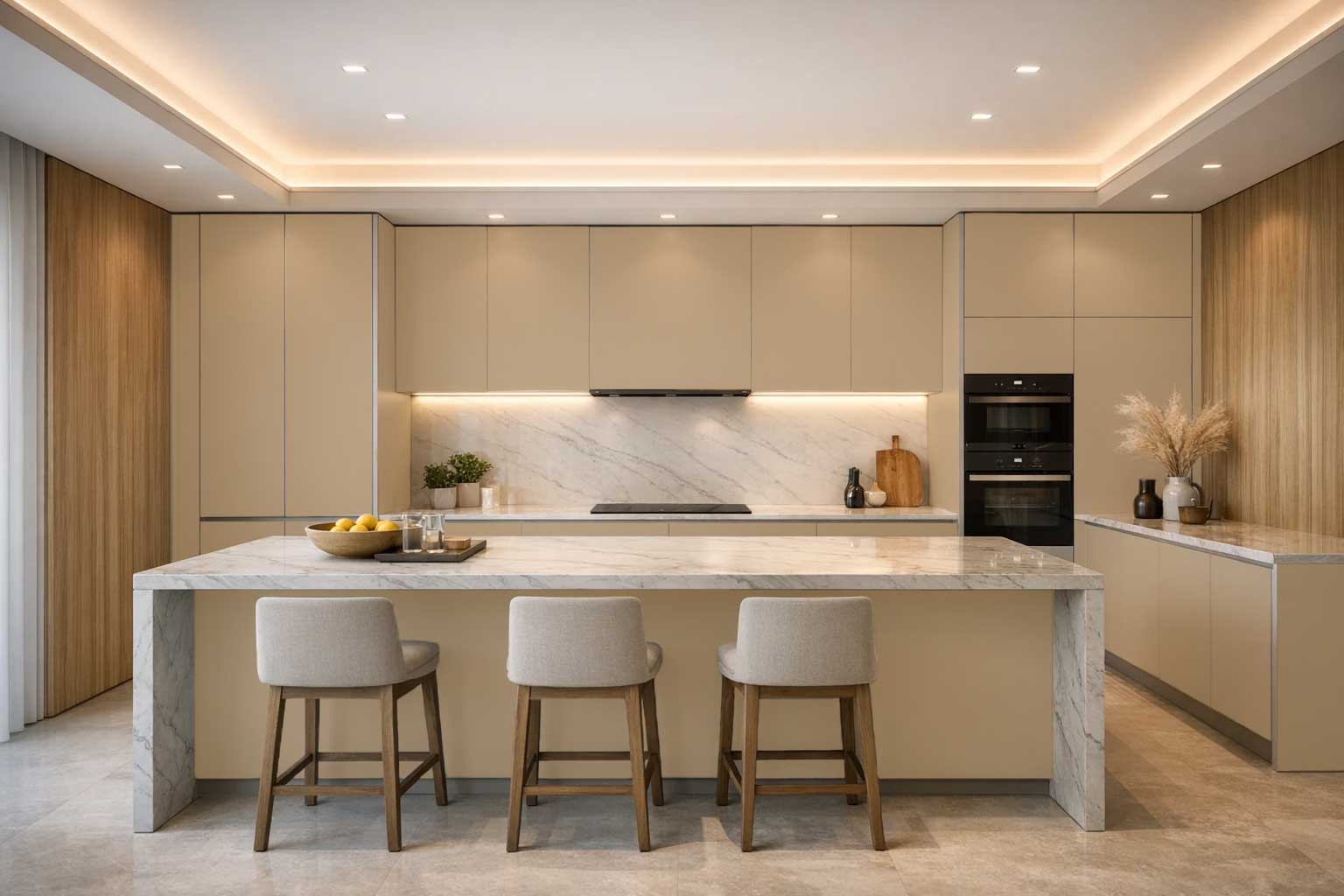 تصویری از کابینت با رنگ کاپچینویی